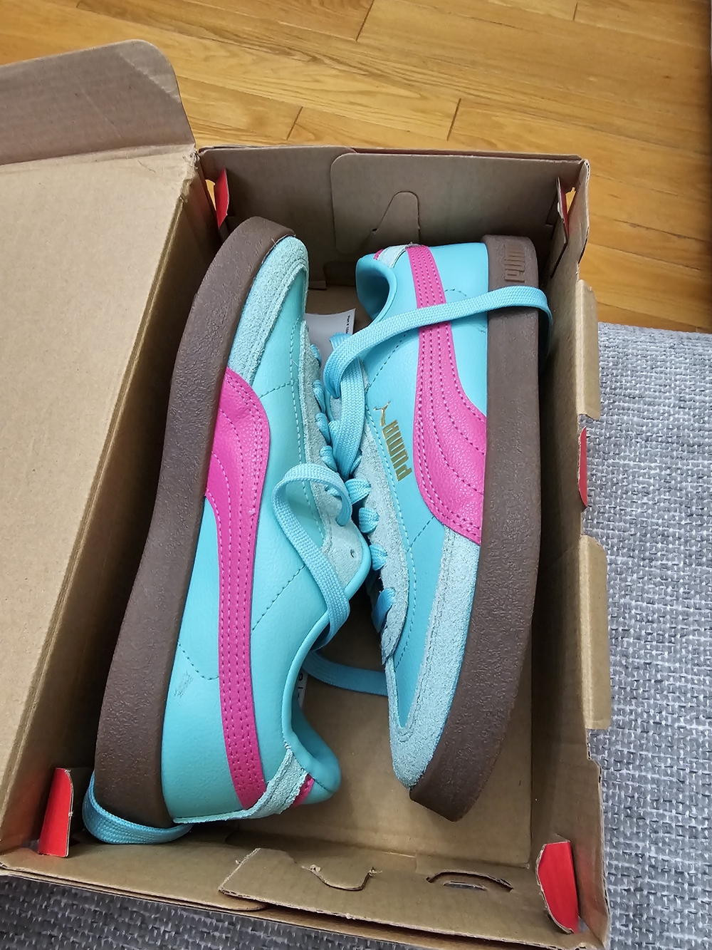 PUMA Teal & Pink Platform Sneakers
